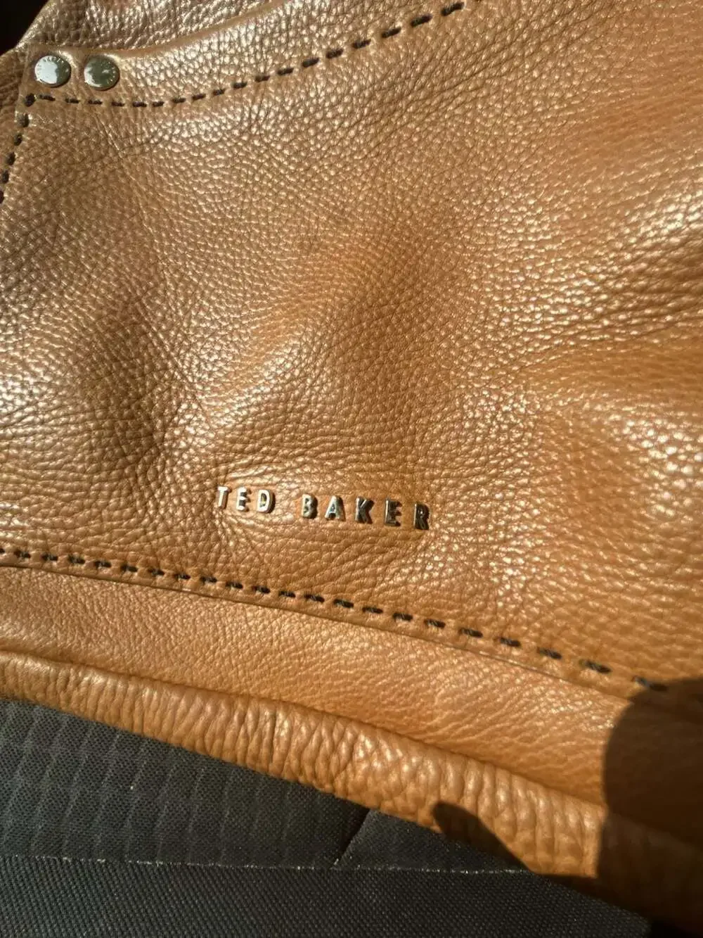 Ted Baker Tan Pebble Grain Leather Satchel with Crossbody Strap